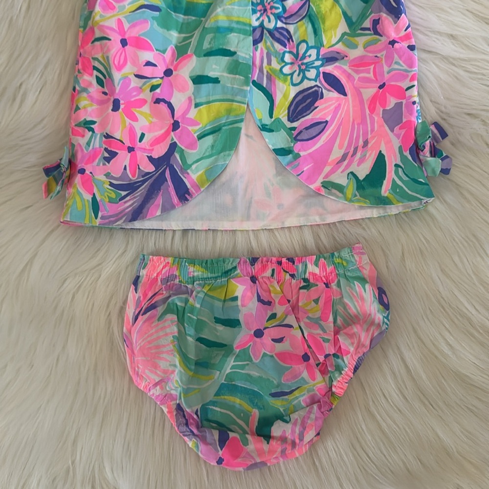 Lilly Pulitzer Infant Cotton Shift Dress & Bloomers Floral Multicolor 12-18 MO - Picture 8 of 11